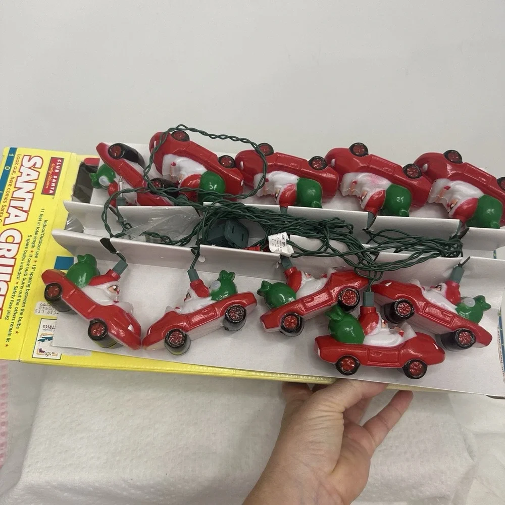 Seasonal Specialties Electrics SANTA CRUISE String Lights 10pc Set Vtg 1995 New!